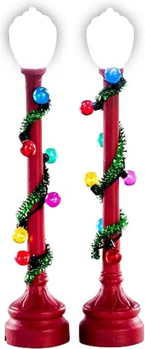 Lemax Red Globe Street Lamp - Set van 2 - Meerkleurig