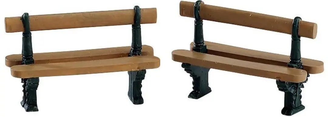 Lemax Double Seated Bench - Kersthuisjes & Kerstdorpen - 2 Stuks - Neutraal