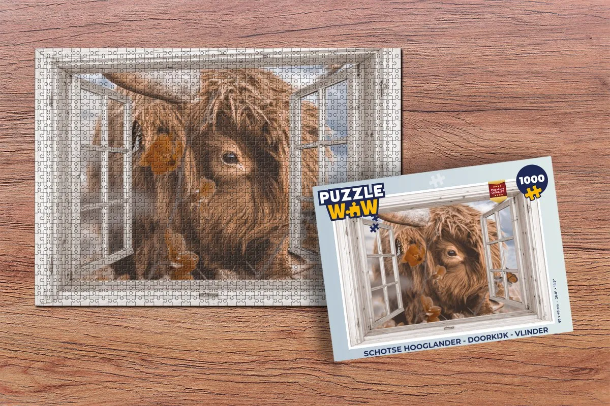 PuzzleWow Schotse Hooglander Legpuzzel 1000 Stuks - Multicolor
