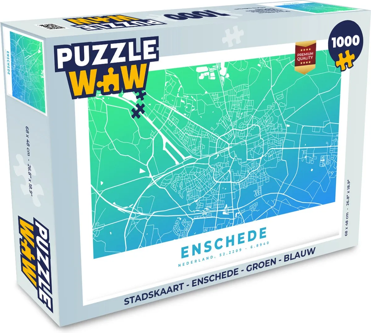 PuzzleWow Stadskaart Enschede Legpuzzel 1000 Stuks - Multicolor