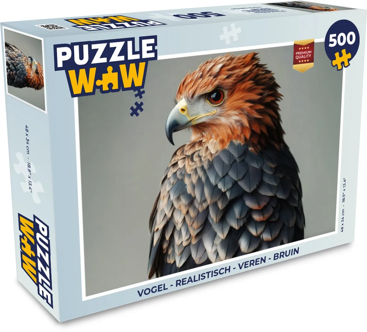 PuzzleWow Vogel Legpuzzel 500 Stuks - Realistisch Bruin