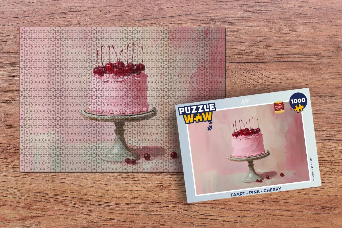 PuzzleWow Taart Legpuzzel 1000 Stuks - Roze/Kersen
