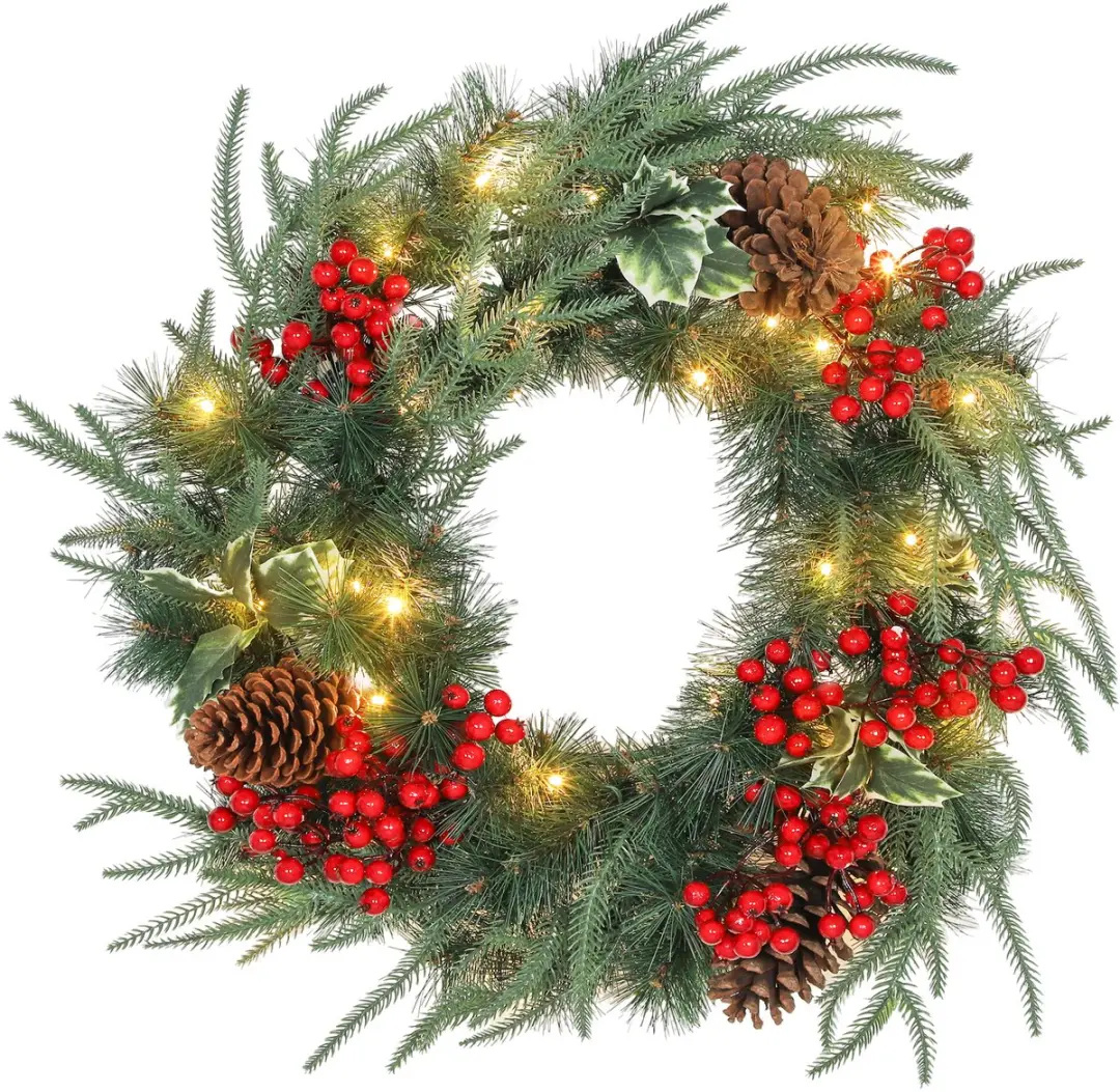 HOMCOM-Christmas Wreath-Plastique-60x60x8cm-Vert