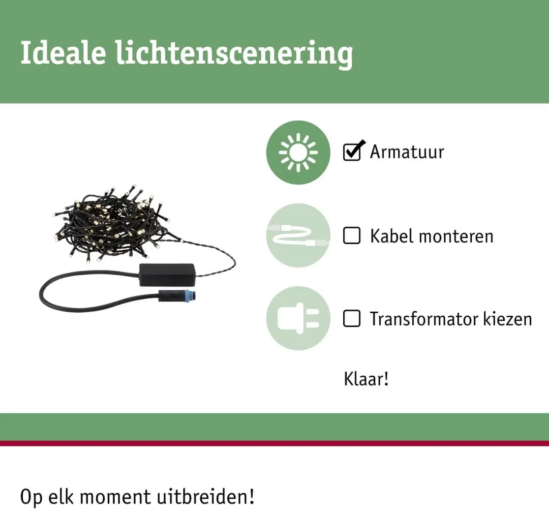 Paulmann Plug & Shine LED-lichtketting Yuna 10m - 114 lampen - 2,5W - Zwart - afbeelding 6 van 6