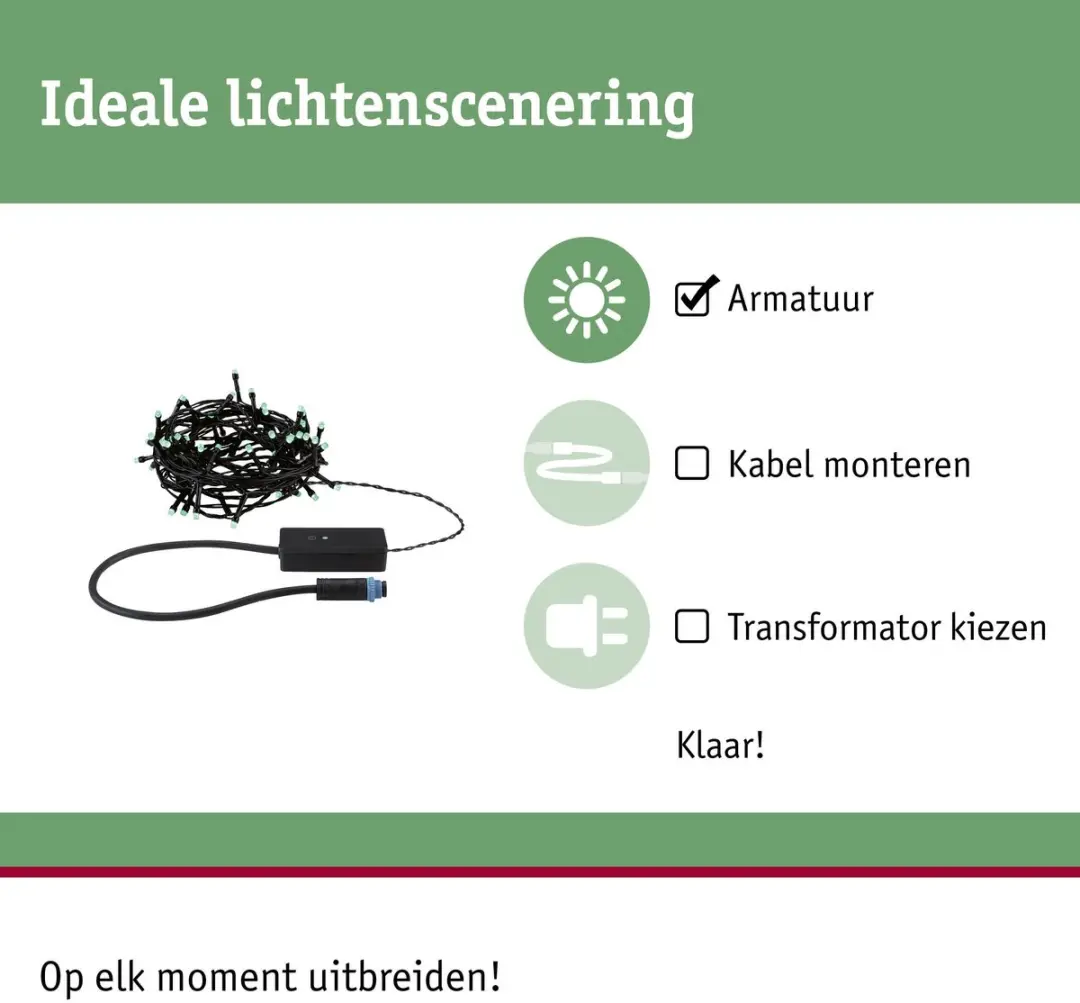 Paulmann Plug & Shine Yuna LED-lichtketting 5m RGB - 3W - Zwart - afbeelding 6 van 6
