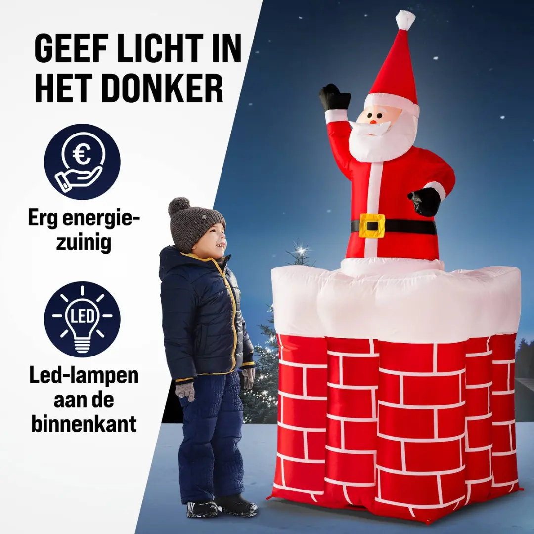 Monzana Opblaasbare Kerstman 152cm - Springt uit de Schoorsteen - afbeelding 6 van 6