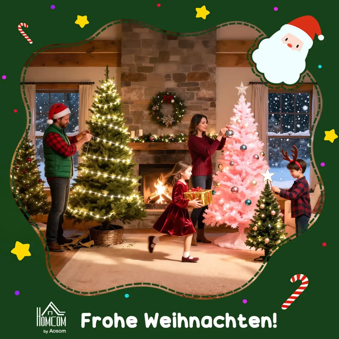HOMCOM Christmas Tree PVC, PE, Metall Ø75 x 150H cm Grün