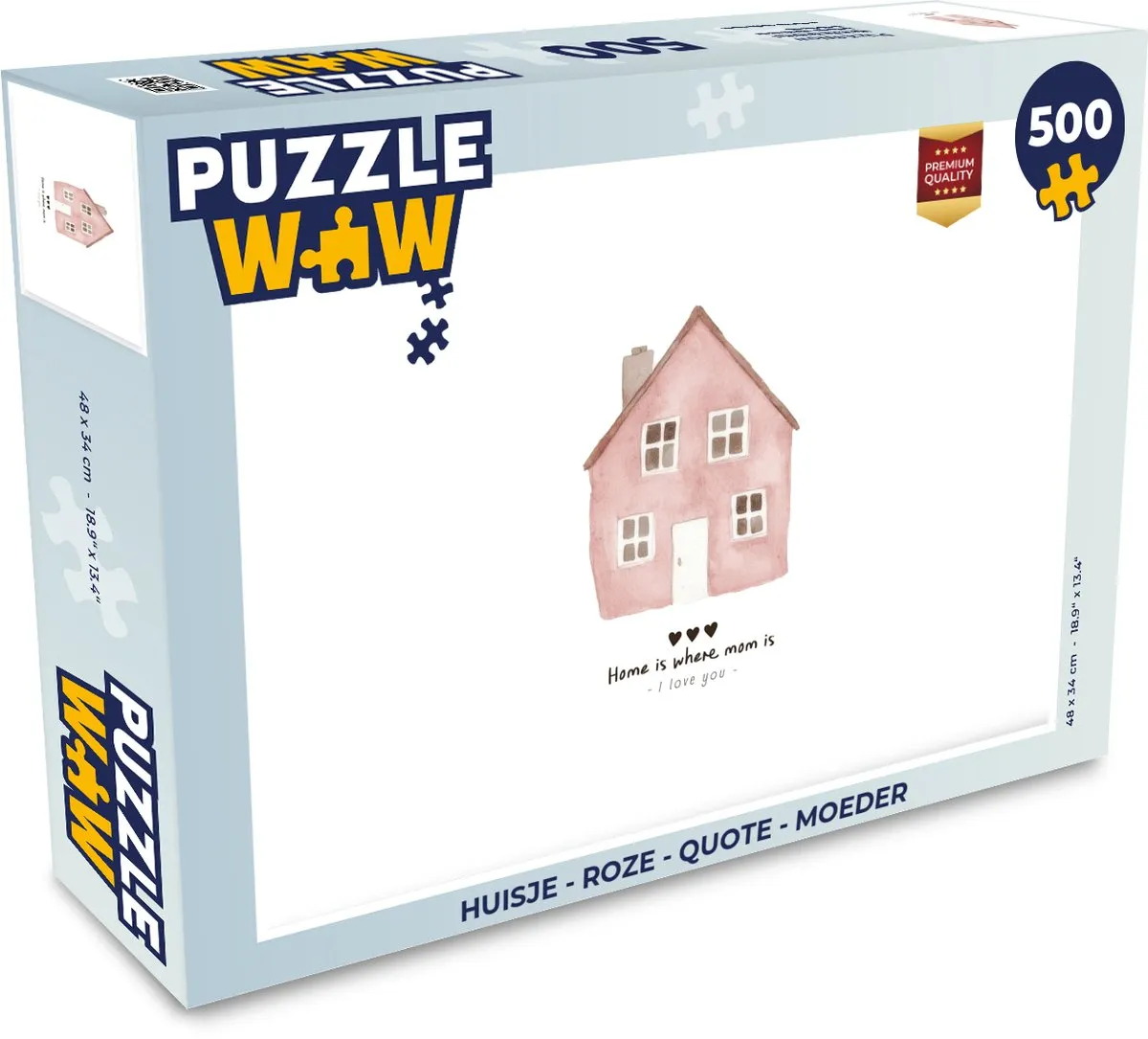 PuzzleWow Huisje Roze Quote Legpuzzel 500 Stuks
