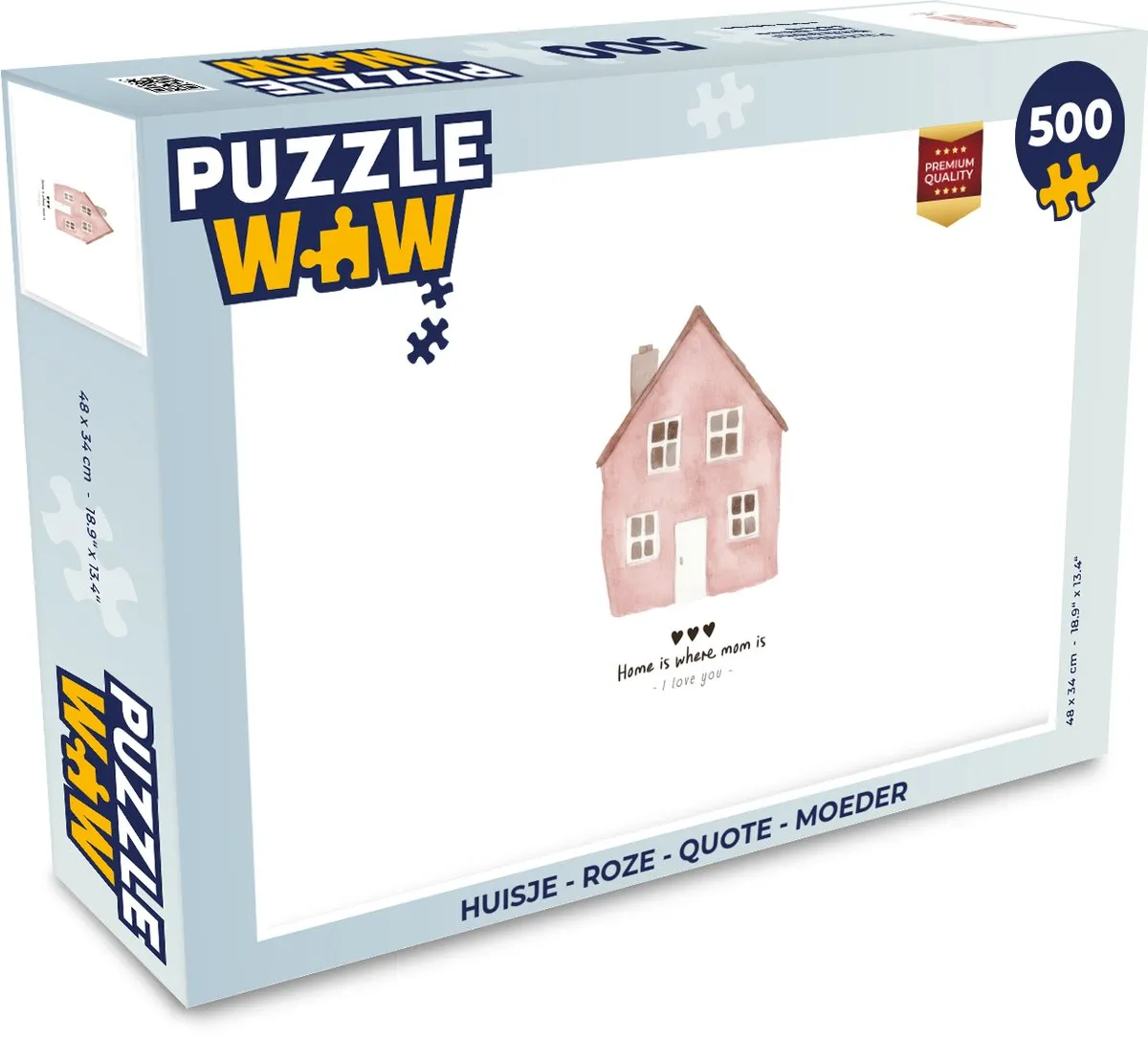 PuzzleWow Huisje Roze Quote Legpuzzel 500 Stuks