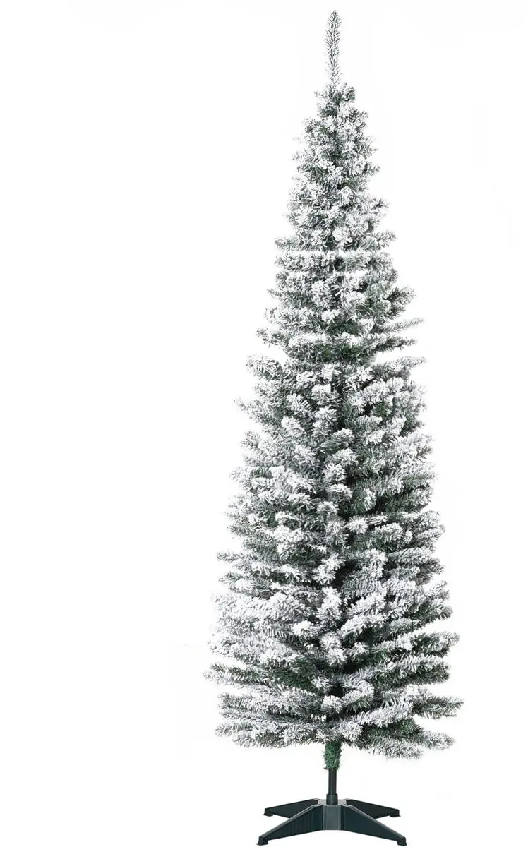 HOMCOM Kerstboom Kunststof, Metaal Ø55 x 180H cm Groen+Wit