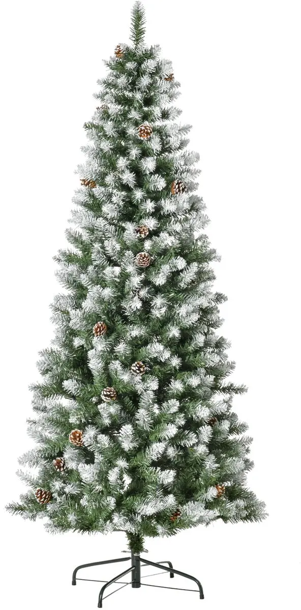 HOMCOM Kerstboom Kunststof, Staal Ø75 x 180H cm Groen+Wit