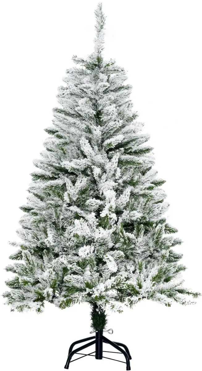 HOMCOM Kerstboom Kunststof, staal 70L x 70B x 120H cm Groen + Wit