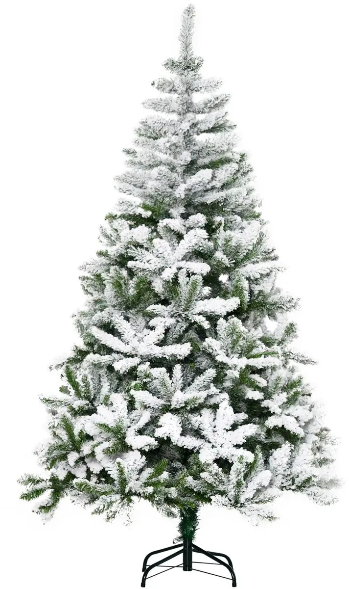 HOMCOM Christmas Tree Kunststoff, Stahl 105L x 105B x 180H cm Grün+Weiß