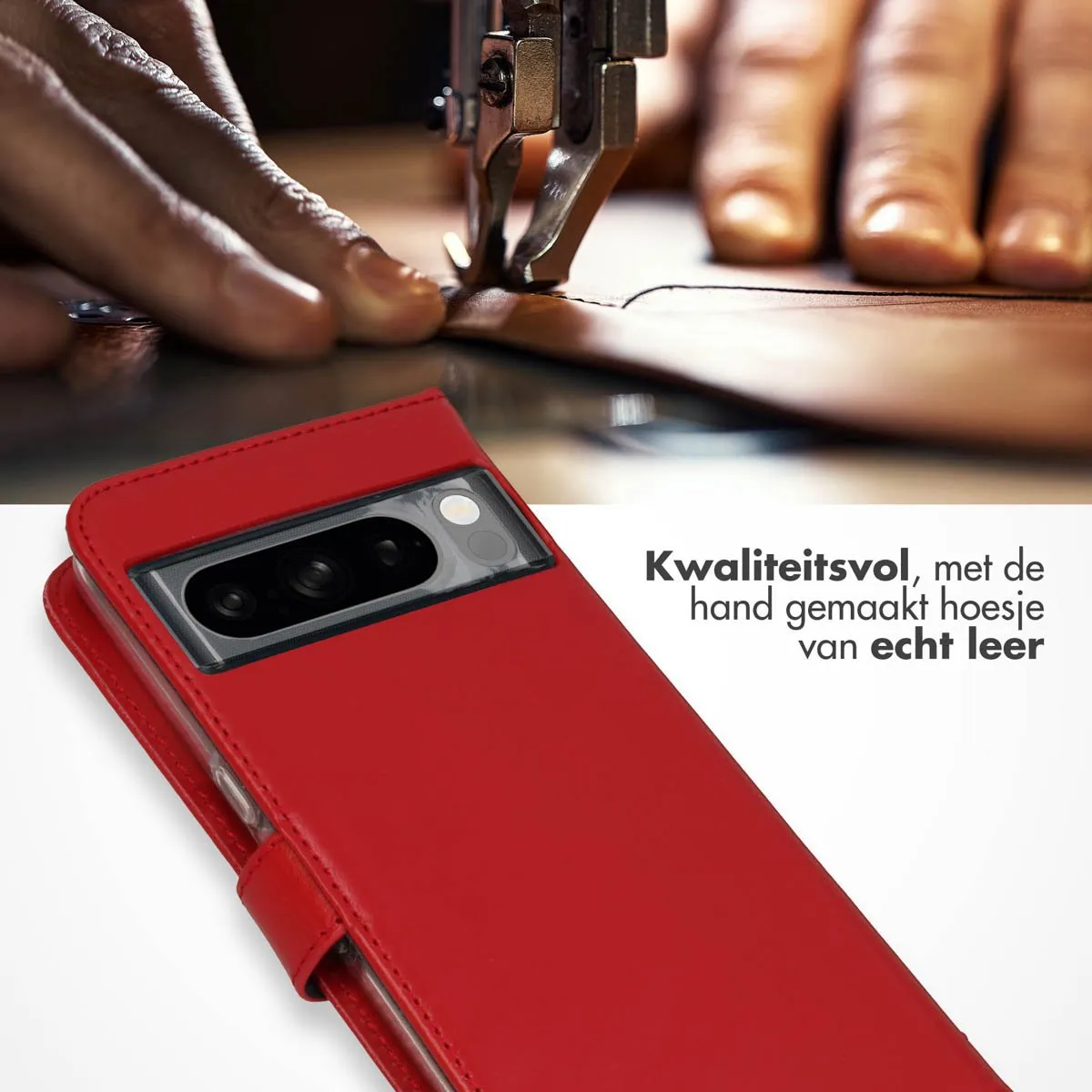 Selencia Hoesje Google Pixel 8 Pro - Rood Lederen Bookcase