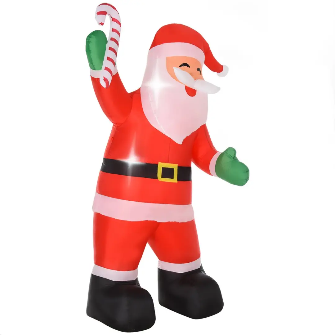 HOMCOM Opblaasbare Kerstman Polyester 125L x 95B x 243H cm Rood