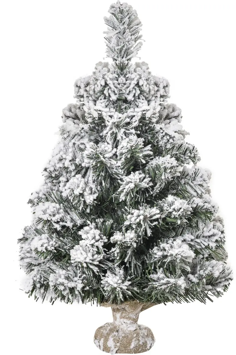HOMCOM Kerstboom Kunststof, Polyester 32L x 32B x 60H cm Groen+Wit