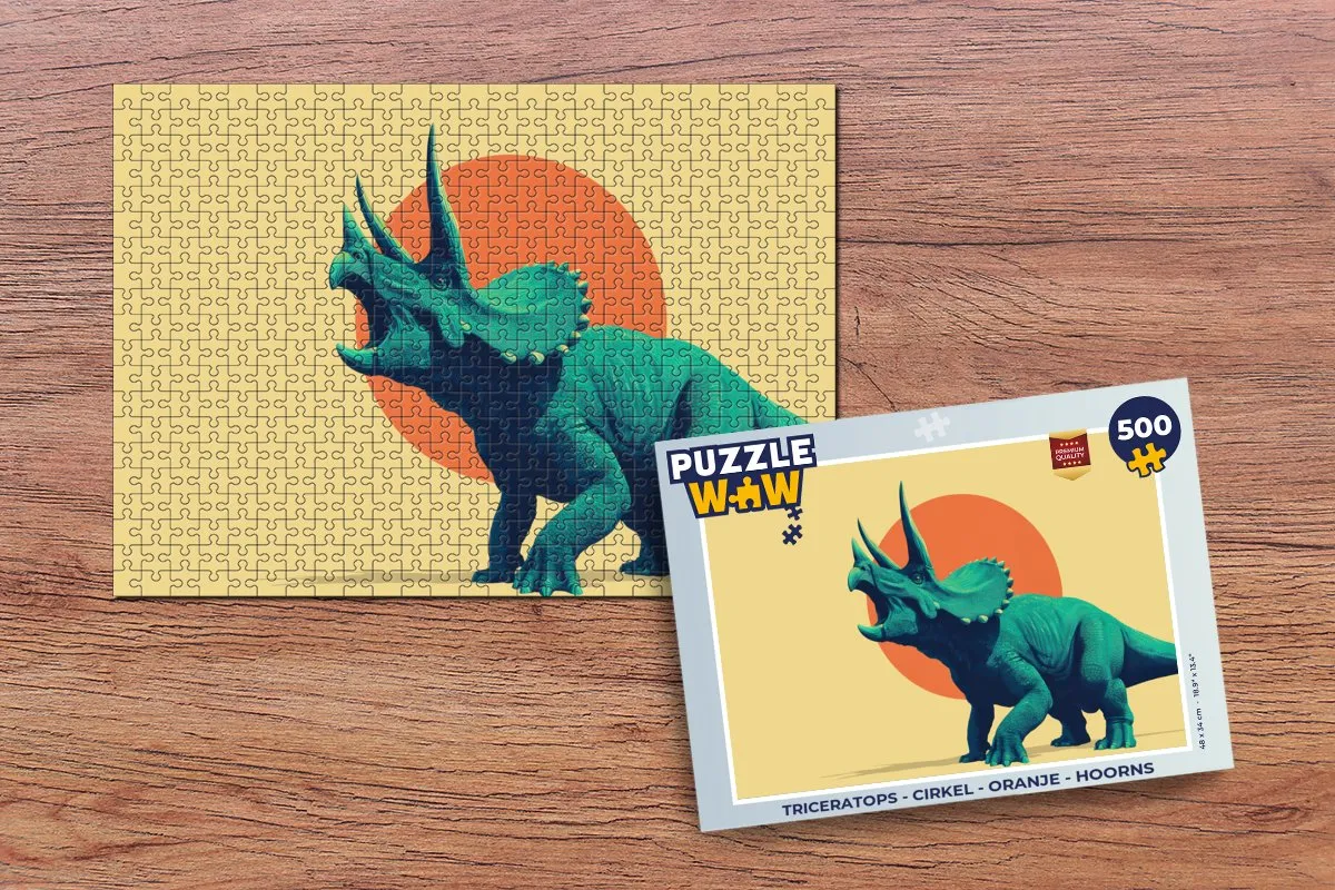 PuzzleWow Triceratops Legpuzzel 500 Stuks - Oranje