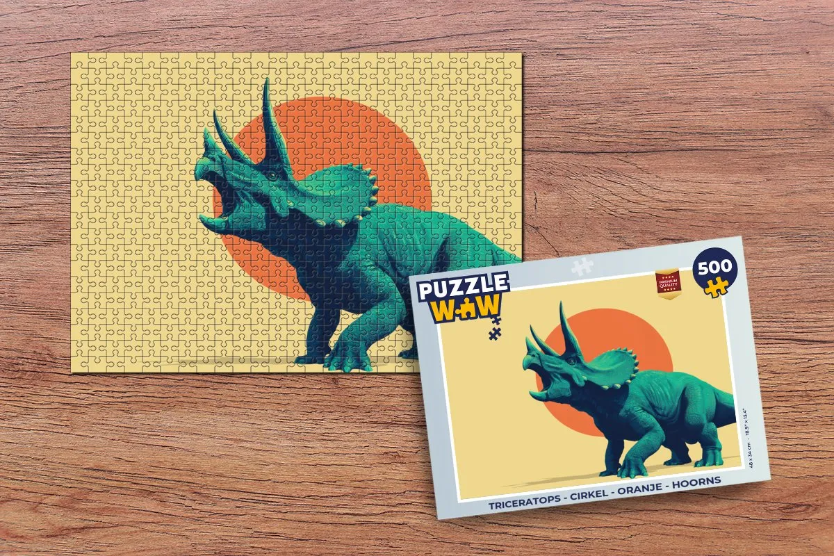 PuzzleWow Triceratops Legpuzzel 500 Stuks - Oranje