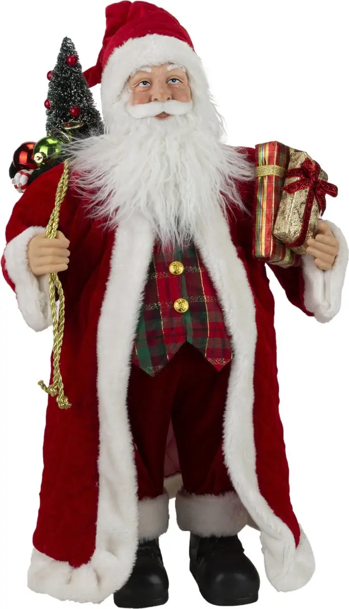 Kerstman decoratie pop/kerstpop beeld staand 46 cm