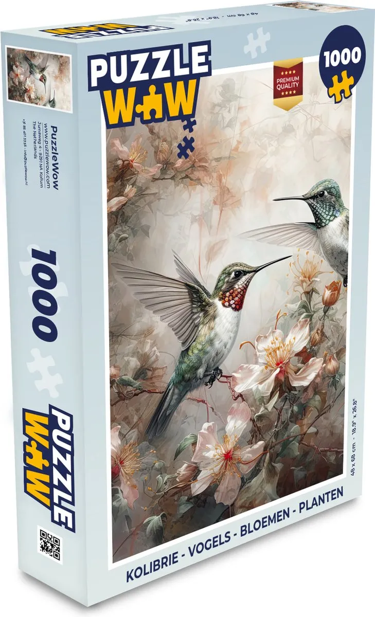PuzzleWow Vogels Bloemen Planten Legpuzzel 1000 Stuks - Multicolor
