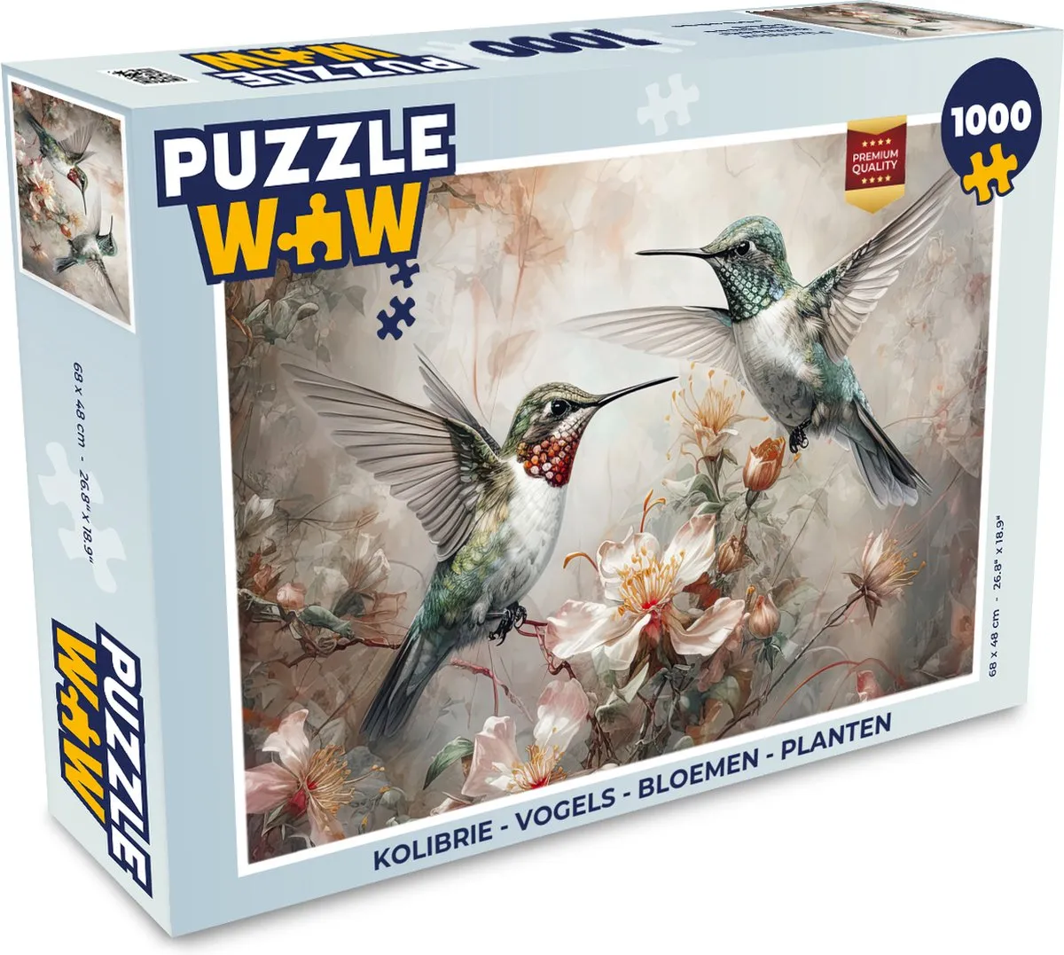 PuzzleWow Vogels Bloemen Planten Legpuzzel 1000 Stuks - Multicolor