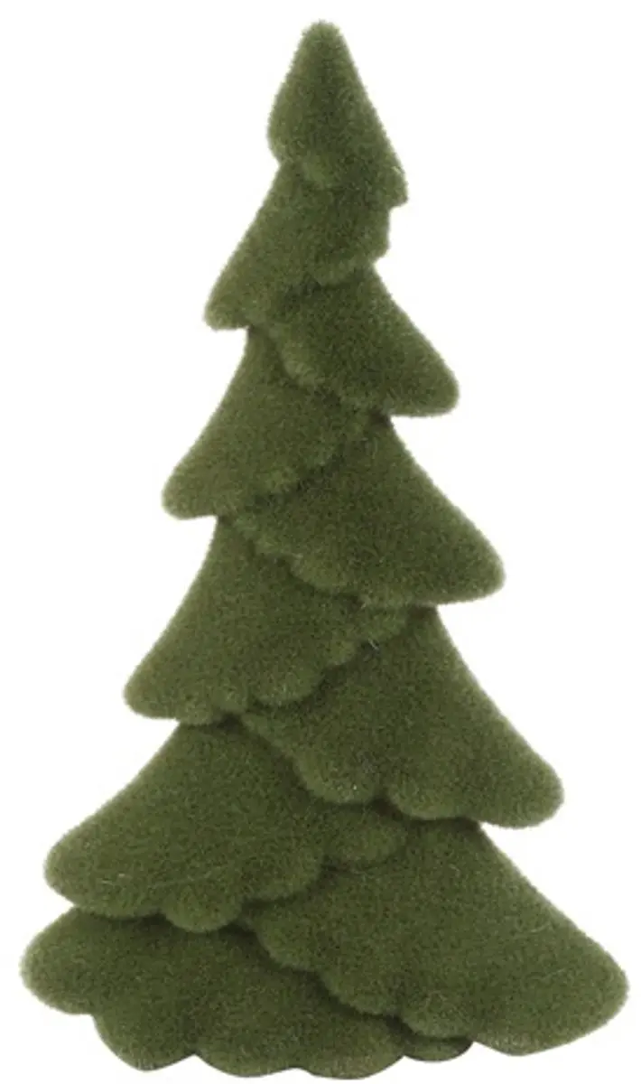 Countryfield Kerstboom ovaal gevlokt Mea S groen 10x10x16cm