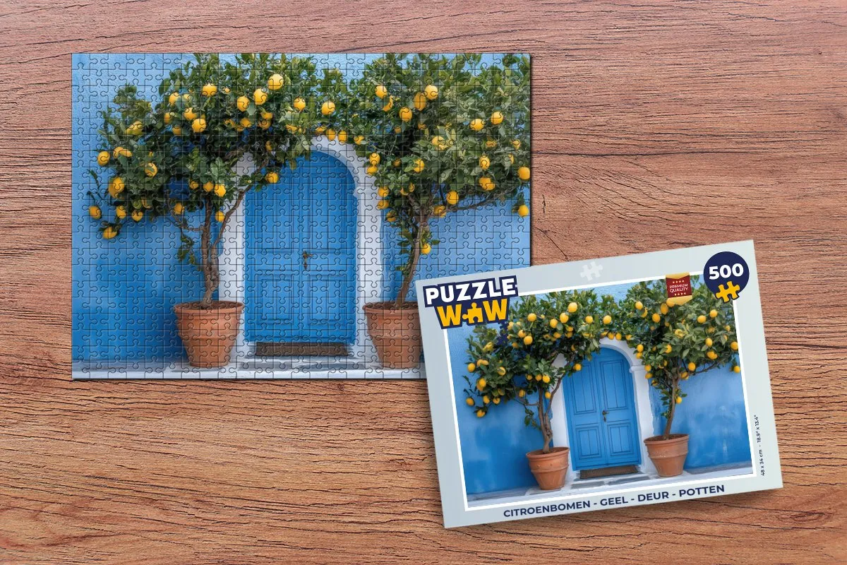 PuzzleWow Citroenbomen Legpuzzel 500 Stuks - Geel/Blauw