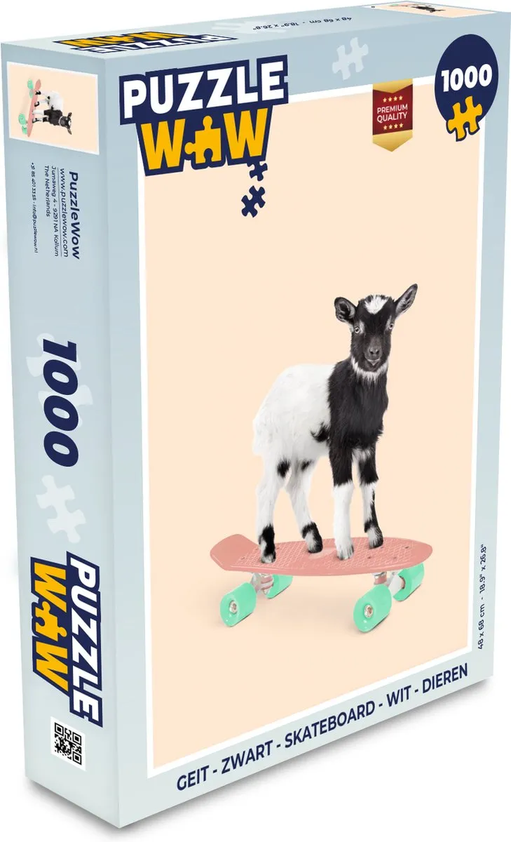 PuzzleWow Geit Skateboard Legpuzzel 1000 Stuks - Multicolor
