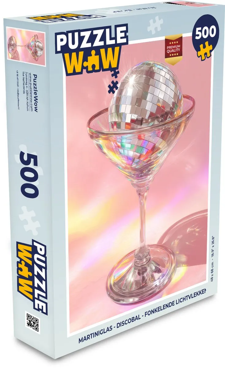 PuzzleWow Martiniglas Discobal Legpuzzel 500 Stuks