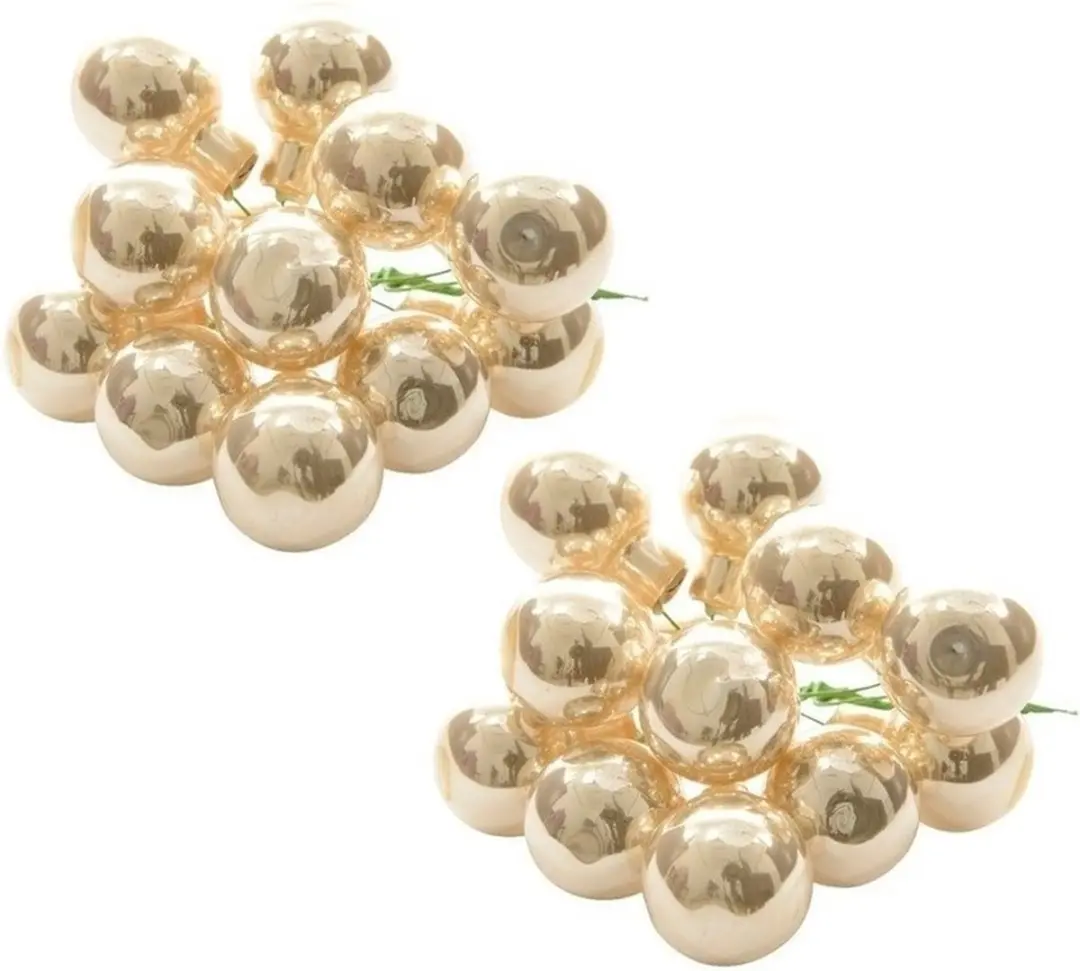 20x Mini glazen kerstballen kerststekers/instekertjes parel 2 cm
