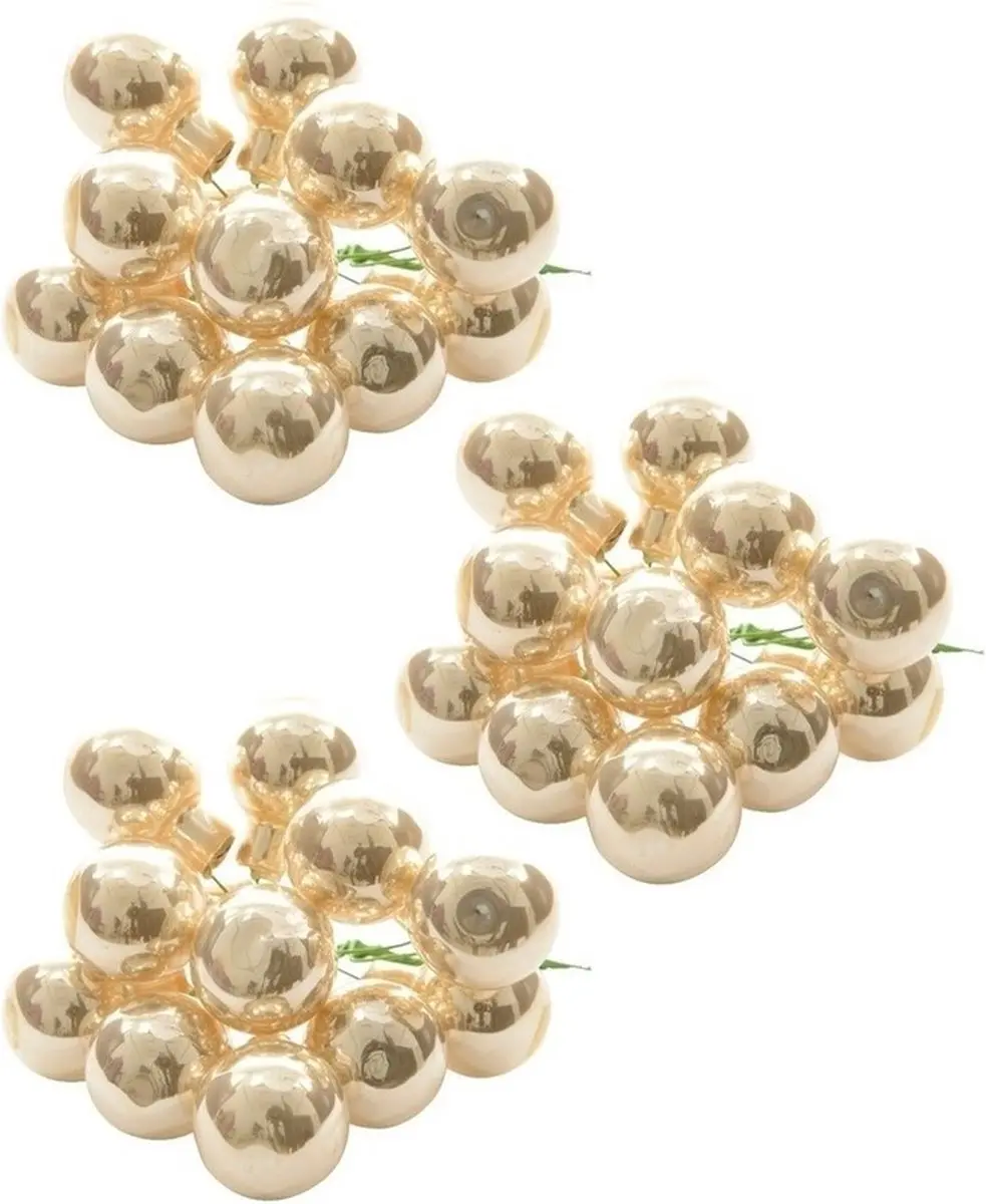 30x Mini glazen kerstballen kerststekers/instekertjes parel 2 cm