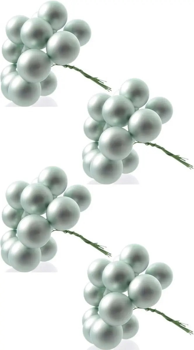 40x Mini glazen kerstballen kerststekers/instekertjes mintgroen 2 cm