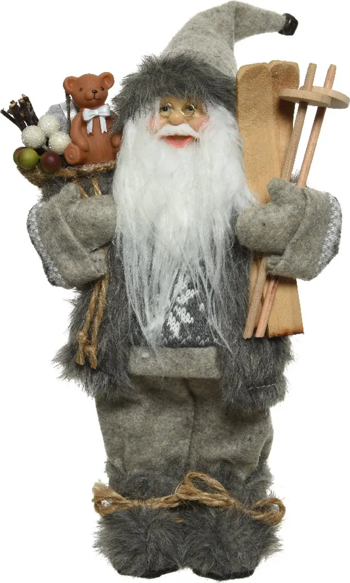Decoris Kerstman polyester grijs 30x17x45cm