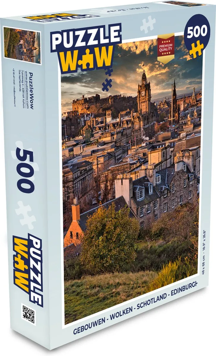 PuzzleWow Gebouwen Wolken Schotland Edinburgh Legpuzzel 500 Stuks
