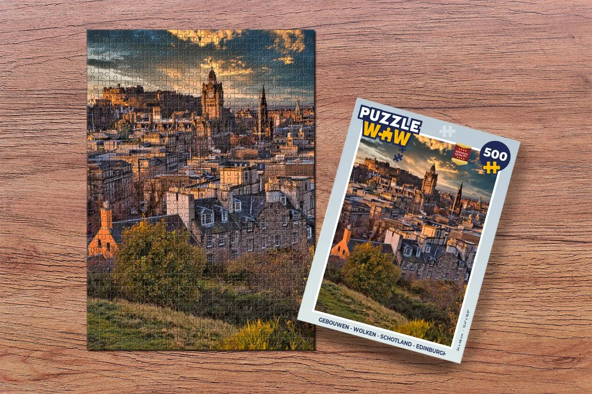 PuzzleWow Gebouwen Wolken Schotland Edinburgh Legpuzzel 500 Stuks - Multicolor