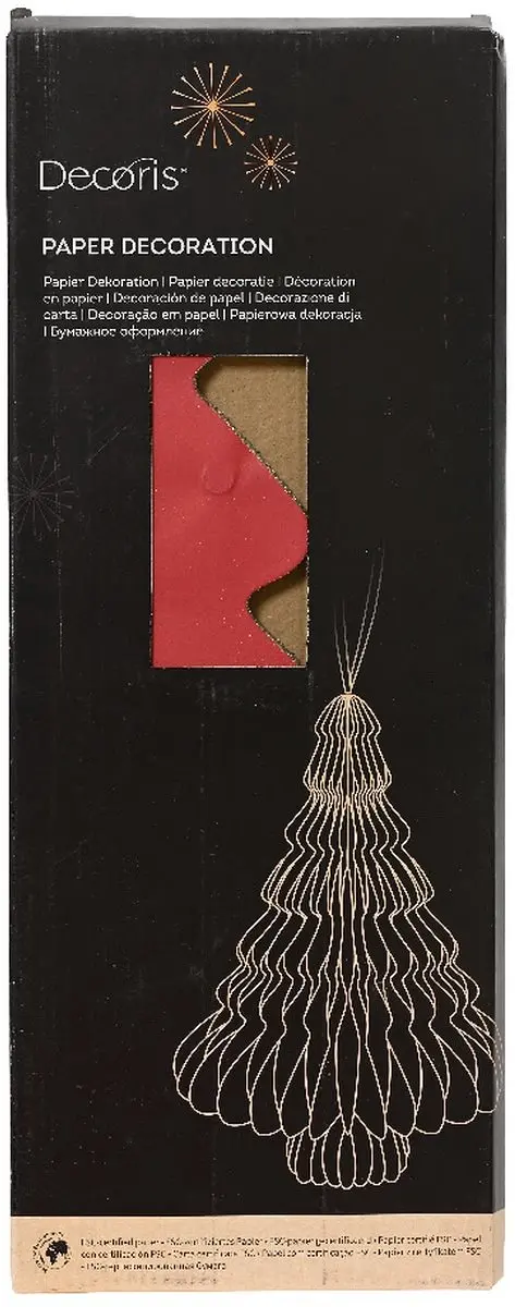 Decoris Kerstboom Rood Papier 30x40cm - afbeelding 2 van 2