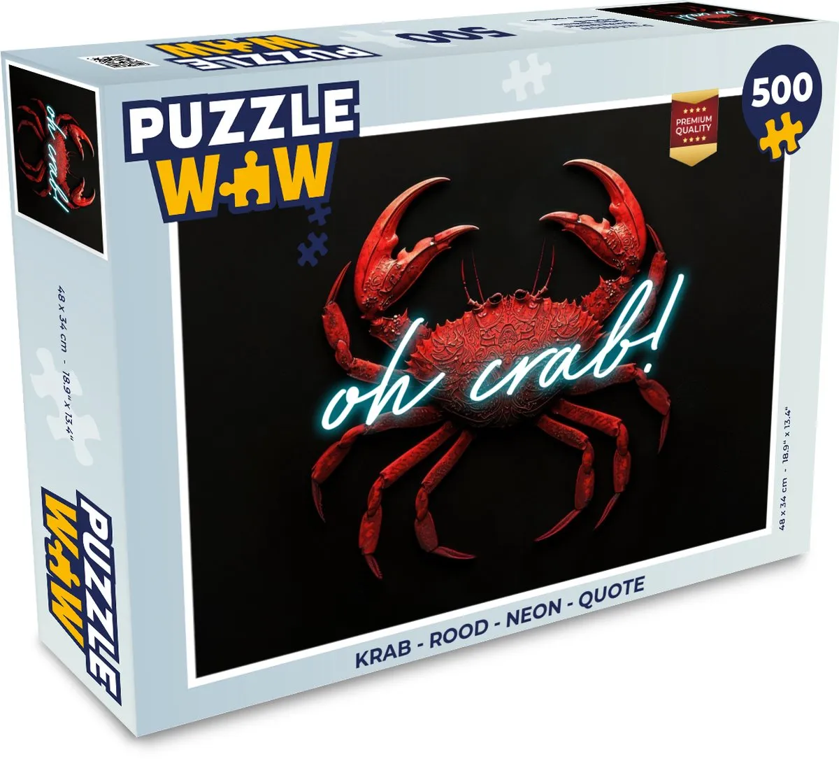 PuzzleWow Krab Quote Legpuzzel 500 Stuks - Neon Rood - MPN 8721172699497