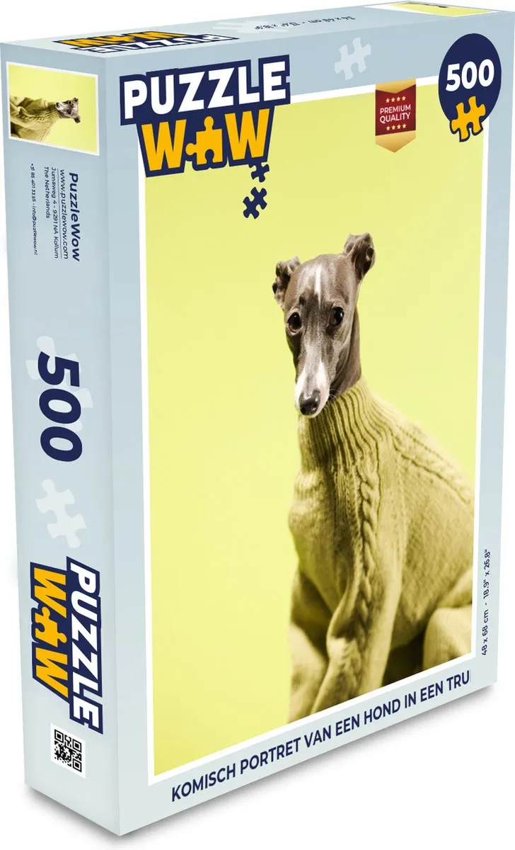 PuzzleWow Legpuzzel Komisch portret hond trui 500 Stuks