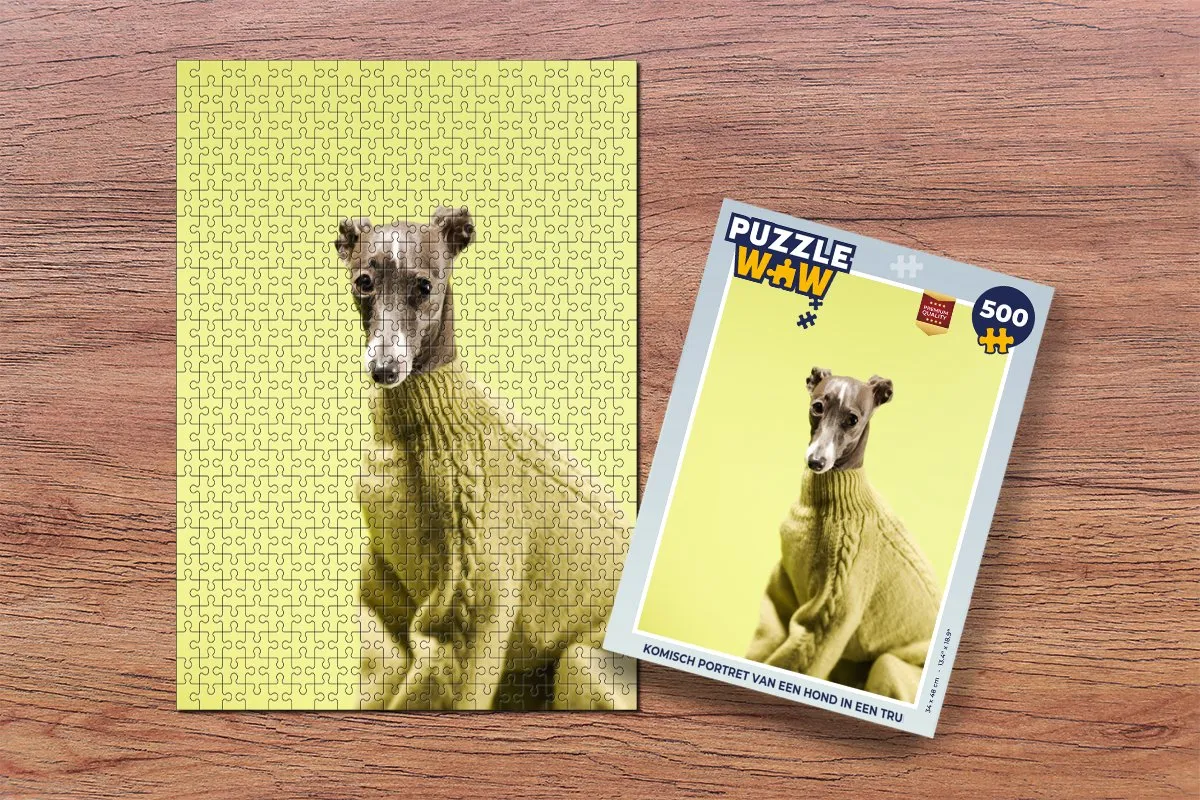 PuzzleWow Legpuzzel Komisch portret hond trui 500 Stuks - Multicolor