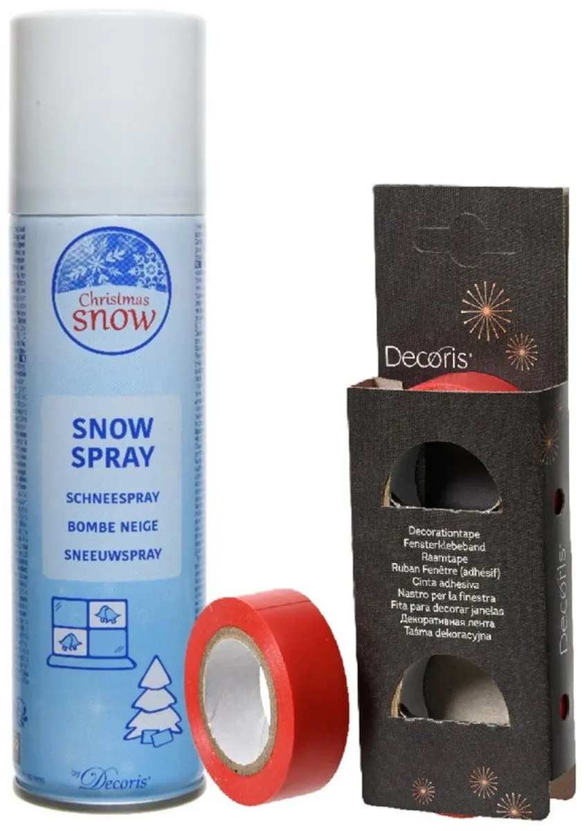 Sneeuwspray en raamtape