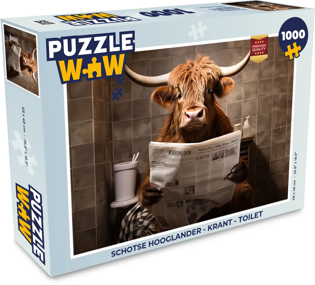 PuzzleWow Schotse Hooglander Krant Toilet 500 Stuks
