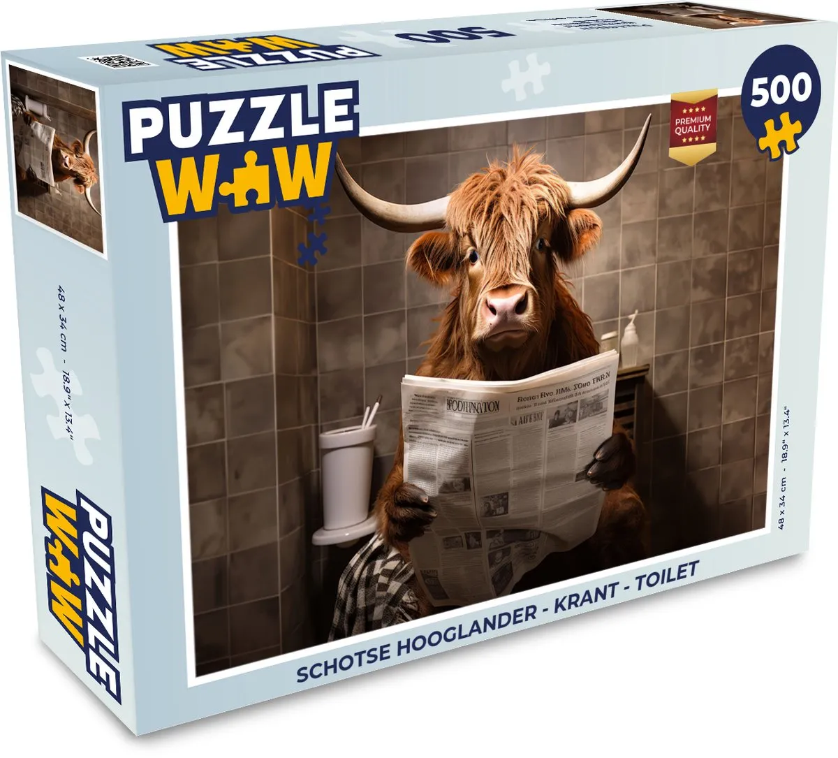 PuzzleWow Schotse Hooglander Krant Toilet 500 Stuks