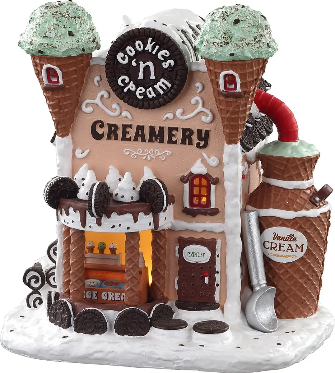 Lemax Cookies 'N Cream Creamery Verlicht Gebouw