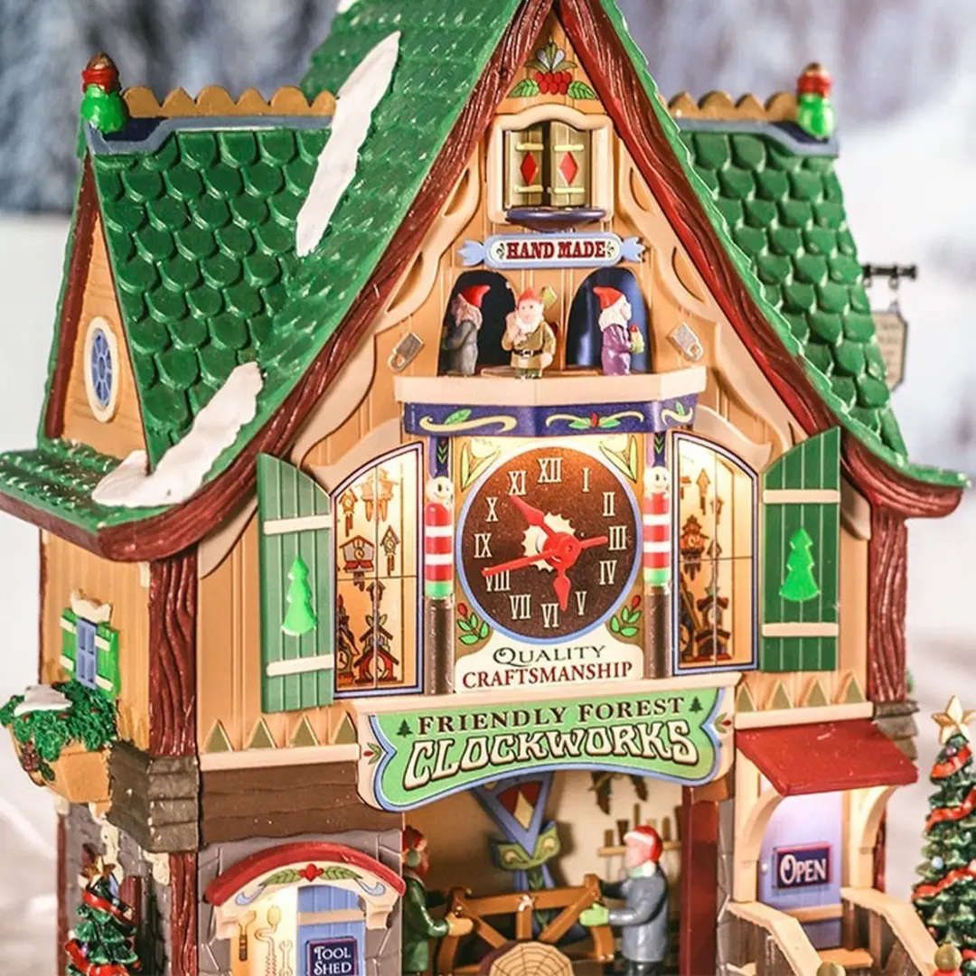 Lemax Friendly Forest Clockworks Verlicht Gebouw - Met Animatie & Muziek - afbeelding 2 van 6