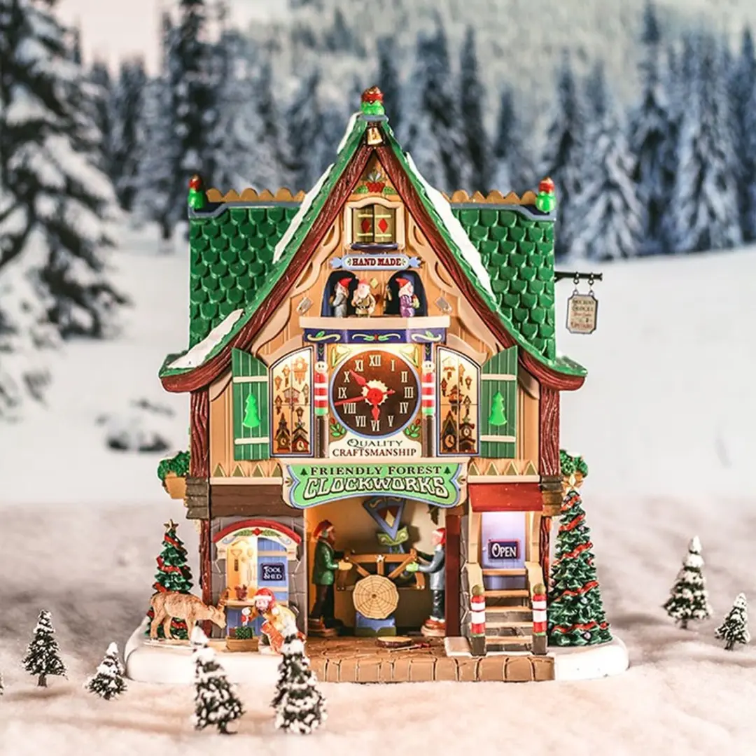 Lemax Friendly Forest Clockworks Verlicht Gebouw - Met Animatie & Muziek - afbeelding 6 van 6