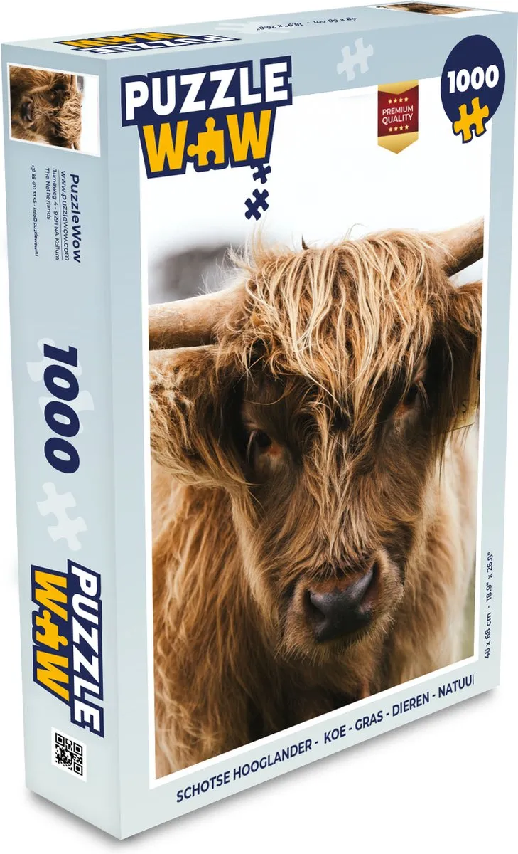 PuzzleWow Schotse Hooglander Legpuzzel 1000 Stuks - Multicolor