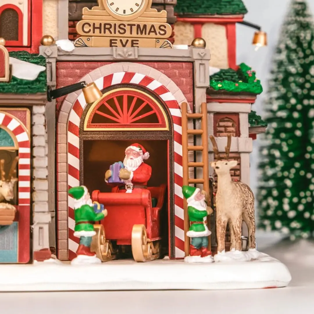 Lemax Santa's Reindeer Stables Verlicht Gebouw - 1 Stuks - Meerkleurig
