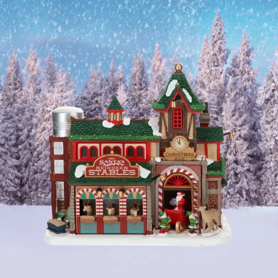 Lemax Santa's Reindeer Stables Verlicht Gebouw