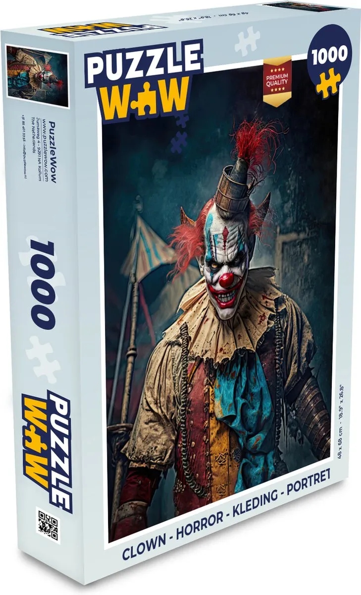 PuzzleWow Horror Clown Portret Legpuzzel 1000 Stuks - Multicolor