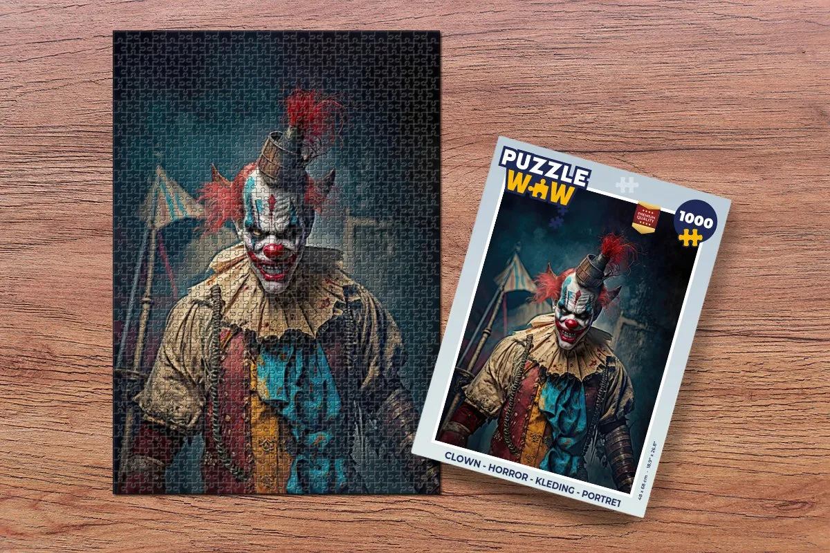 PuzzleWow Horror Clown Portret Legpuzzel 1000 Stuks - Multicolor